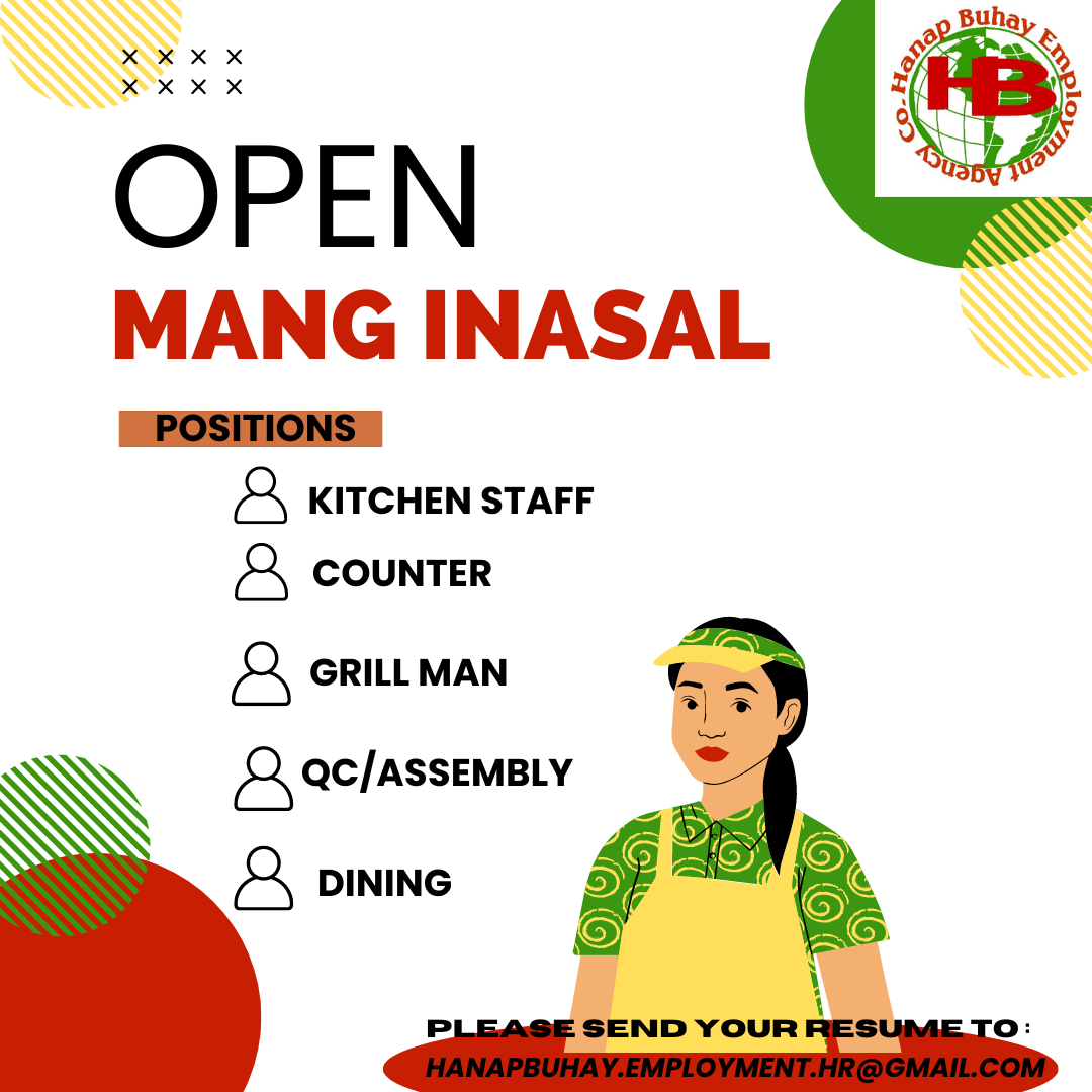 MANG INASAL (KITCHEN STAFF,CASHIER,GRILL MAN,QC)